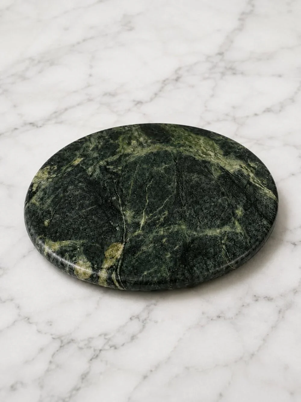 Vintage Green Marble Stone Trivet Hot Plate Round 8